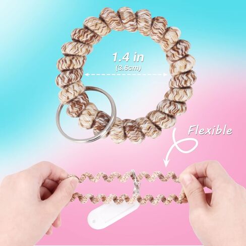 BIHRTC 6PCS لفائف المعصم المفاتيح الملحقات سوار حلقة رئيسية حامل دوامة البلاستيك سلاسل المفاتيح الربيع مرنة المعصم الفرقة لمط ساونا سلاسل المفاتيح بسط معصمه لصالة الألعاب الرياضية بركة الرياضة في الهواء الطلق in Kuwait