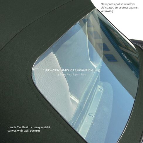 Sierra Auto Tops بديل علوي قابل للتحويل لسيارة BMW 1996-2002 Z3، قماش TwillFast II، أسود، نافذة بلاستيكية in Kuwait