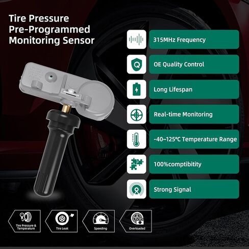 TPMS Sensor, 315MHZ Tire Pressure Monitor System 4-Pack for Buick | GMC | Chevy | Cadillac Replace#13581558 13598771,13598772,13586335,20923680 in Kuwait