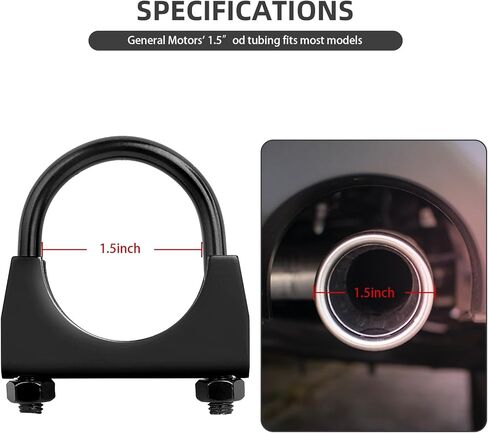 مشبك عادم على شكل حرف U عالي التحمل مقاس 1.5 بوصة مع شفة سرج لأنبوب ذيل العادم، مشابك كاتم صوت على شكل حرف U من الفولاذ المقاوم للصدأ مقاس 1-1/2 بوصة، باللون الأسود، عبوة من قطعتين in Kuwait