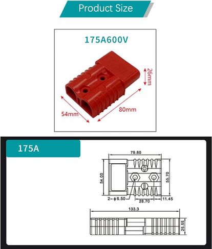 2 قطعة 175A 1/0AWG بطارية توصيل سريع سلك تسخير التوصيل عدة كابل البطارية توصيل سريع قطع التوصيل للونش السيارات سائق مقطورة الأجهزة الكهربائية (أحمر) in Kuwait