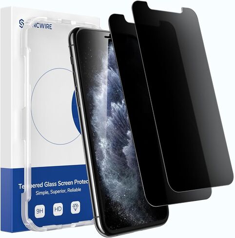 SYNCWIRE Privacy Screen Protector for iPhone 11 Pro/XS/X/10, [Pack of 2] Anti-Spy 9H Hardness Shatterproof Screen Protector, 3D Bubble-Free Protective Glass Privacy Screen Protector in Saudi Arabia