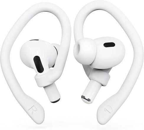 [2 Pairs] DamonLight Ear Hooks for AirPods Pro 2 & 1, AirPods 4 & 3 & 2 & 1, Airpod Ear Hook, Anti-Slip Comfortable Fit, Ergonomic Design, AirPods Accessories (Medium, White) in Kuwait