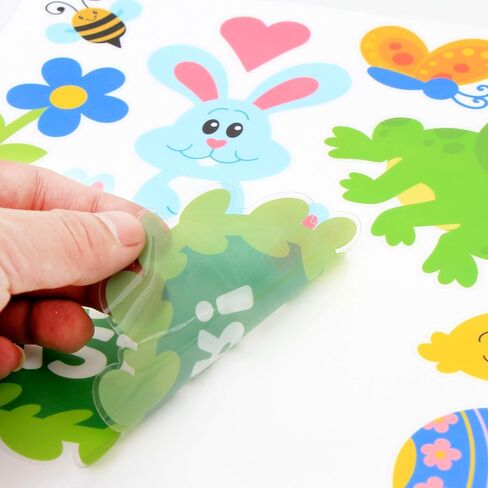 JOYIN 130 Pcs Easter Window Cling Stickers for Home Decoration,Bunny Easter Eggs Glass Door Decals for Windows Decoration (12 Sheets) in Saudi Arabia