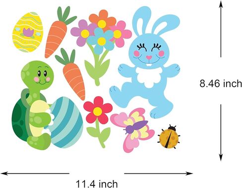 JOYIN 130 Pcs Easter Window Cling Stickers for Home Decoration,Bunny Easter Eggs Glass Door Decals for Windows Decoration (12 Sheets) in Saudi Arabia