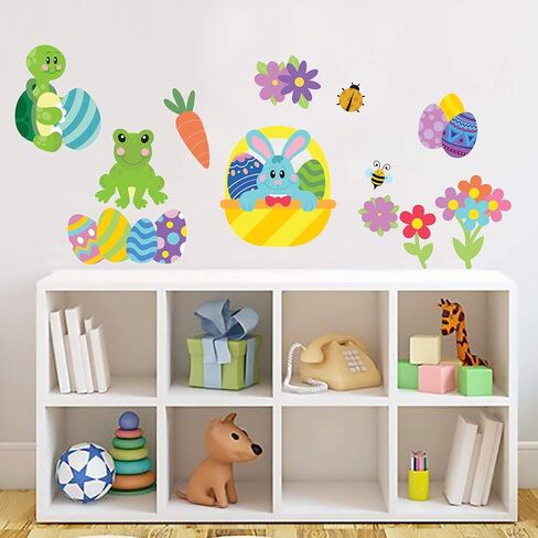 JOYIN 130 Pcs Easter Window Cling Stickers for Home Decoration,Bunny Easter Eggs Glass Door Decals for Windows Decoration (12 Sheets) in Saudi Arabia