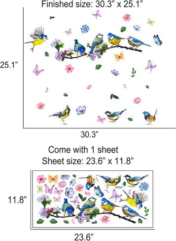 MIYALIONE Hummingbird on The Tree Branch Window Stickers Clings Decor Green Leaf Floral Butterfly Flying Bird Wall Stickers Decals for Home Nursery Classroom Window Glass Decoration in Saudi Arabia