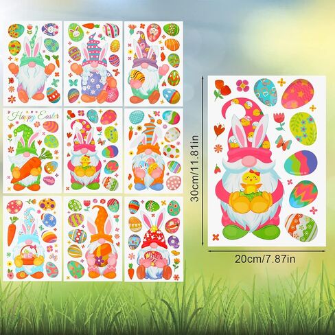 ملصقات نافذة عيد الفصح من FINGOOO، 9 أوراق 167 قطعة من ملصقات النوافذ على شكل بيضة عيد الفصح شارات لديكور النوافذ الزجاجية في المنزل والمكتب والربيع in Kuwait