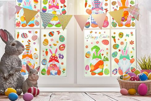 ملصقات نافذة عيد الفصح من FINGOOO، 9 أوراق 167 قطعة من ملصقات النوافذ على شكل بيضة عيد الفصح شارات لديكور النوافذ الزجاجية في المنزل والمكتب والربيع in Kuwait