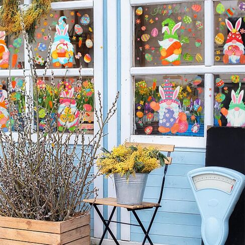 ملصقات نافذة عيد الفصح من FINGOOO، 9 أوراق 167 قطعة من ملصقات النوافذ على شكل بيضة عيد الفصح شارات لديكور النوافذ الزجاجية في المنزل والمكتب والربيع in Kuwait