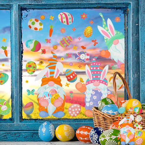 ملصقات نافذة عيد الفصح من FINGOOO، 9 أوراق 167 قطعة من ملصقات النوافذ على شكل بيضة عيد الفصح شارات لديكور النوافذ الزجاجية في المنزل والمكتب والربيع in Kuwait