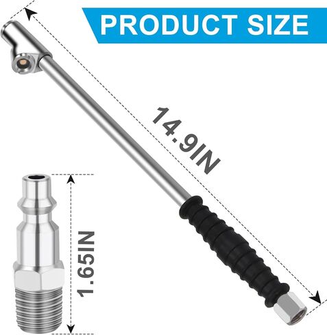 ظرف هواء مزدوج الرأس FNPT ممتد 1/4 بوصة، اتصال ثنائي الاتجاه، ظرف هواء ممتد 14.9 بوصة مع مقبض مطاطي، ظرف إطار مع قابس سريع للإطارات شبه، RV، الشاحنة المزدوجة in Kuwait