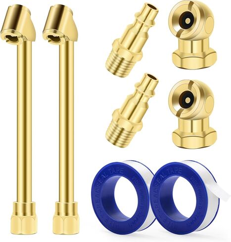 مجموعة ظرف هواء نحاسي مكون من 8 قطع من Coitak، ظرف هواء كروي مغلق 1/4 بوصة، ظرف هواء مزدوج الرأس NPT ومقبس سريع قياسي للذكور، طقم ملء هواء الإطارات لقياس منفاخ الإطارات وضاغط الهواء in Kuwait