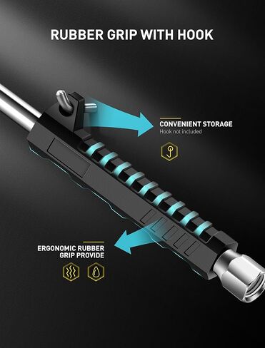 ظرف هواء برأس مزدوج ممتد مقاس 16.7 بوصة، وصلة ثنائية الاتجاه مقاس 1/4 بوصة NPT مع قبضة مطاطية، مجموعة ملء هواء الإطارات ذات القدم المستقيمة لقياس منفاخ الإطارات وضاغط الهواء in Kuwait