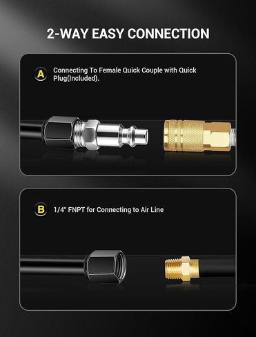ظرف هواء برأس مزدوج ممتد مقاس 16.7 بوصة، وصلة ثنائية الاتجاه مقاس 1/4 بوصة NPT مع قبضة مطاطية، مجموعة ملء هواء الإطارات ذات القدم المستقيمة لقياس منفاخ الإطارات وضاغط الهواء in Kuwait