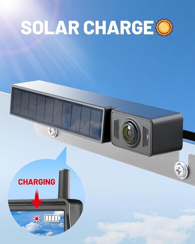 كاميرا احتياطية لاسلكية تعمل بالطاقة الشمسية مع رؤية ليلية بالأشعة تحت الحمراء، تثبيت لمدة 3 دقائق بدون أسلاك، مجهزة بشاشة 5 بوصة عالية الدقة 1080 بيكسل، كاميرا عكسية مقاومة للماء IP69K للسيارات والشاحنات والمقطورات RV in Kuwait