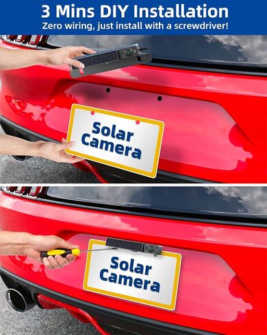 كاميرا احتياطية لاسلكية تعمل بالطاقة الشمسية مع رؤية ليلية بالأشعة تحت الحمراء، تثبيت لمدة 3 دقائق بدون أسلاك، مجهزة بشاشة 5 بوصة عالية الدقة 1080 بيكسل، كاميرا عكسية مقاومة للماء IP69K للسيارات والشاحنات والمقطورات RV in Kuwait