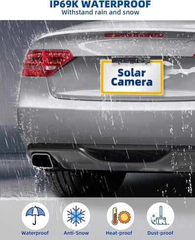 كاميرا احتياطية لاسلكية تعمل بالطاقة الشمسية مع رؤية ليلية بالأشعة تحت الحمراء، تثبيت لمدة 3 دقائق بدون أسلاك، مجهزة بشاشة 5 بوصة عالية الدقة 1080 بيكسل، كاميرا عكسية مقاومة للماء IP69K للسيارات والشاحنات والمقطورات RV in Kuwait