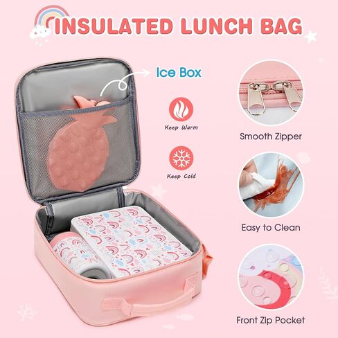 Bento Lunch Box for Kids with 14oz Insulated Water Bottle, Lunch Bag, Ic Box, BPA Free, 100% Leak-Proof, 4pcs Boys Lunch Box Set for Elementary Middle High School in Saudi Arabia