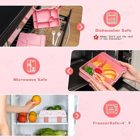 Bento Lunch Box for Kids with 14oz Insulated Water Bottle, Lunch Bag, Ic Box, BPA Free, 100% Leak-Proof, 4pcs Boys Lunch Box Set for Elementary Middle High School in Saudi Arabia