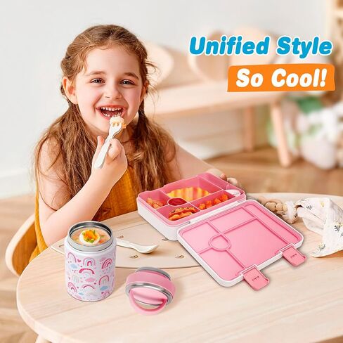 Bento Lunch Box for Kids with 14oz Insulated Water Bottle, Lunch Bag, Ic Box, BPA Free, 100% Leak-Proof, 4pcs Boys Lunch Box Set for Elementary Middle High School in Saudi Arabia