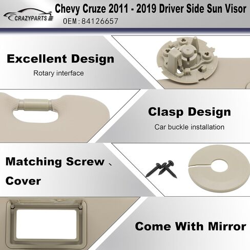 واقي الشمس الأيسر للسائق متوافق مع Chevy Cruze 2011-2019 يستبدل # 95034256 95034253 84126667 84126658 اللون: رمادي in Saudi Arabia