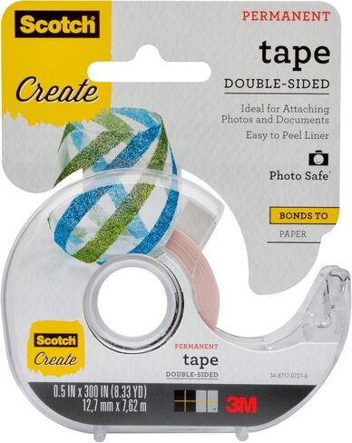 Scotch Create Double-Sided Permanent Tape, 1 Dispenser, 1/2 in x 300 in, Clear, Strong Double Sided Tape for Crafts (002-CFT) in Saudi Arabia