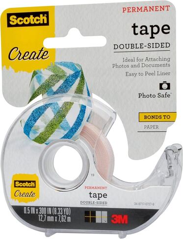 Scotch Create Double-Sided Permanent Tape, 1 Dispenser, 1/2 in x 300 in, Clear, Strong Double Sided Tape for Crafts (002-CFT) in Saudi Arabia