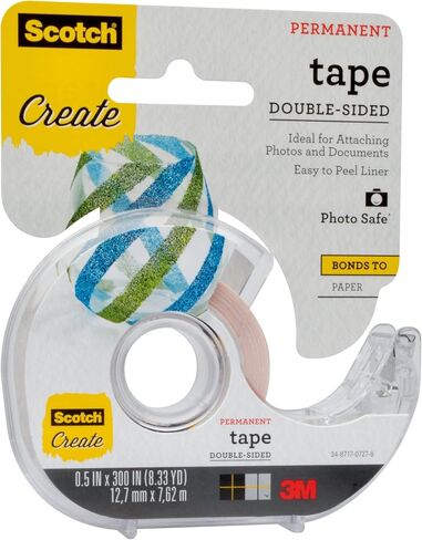 Scotch Create Double-Sided Permanent Tape, 1 Dispenser, 1/2 in x 300 in, Clear, Strong Double Sided Tape for Crafts (002-CFT) in Saudi Arabia