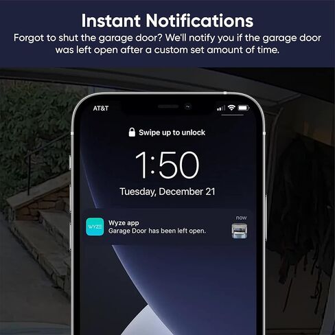 فتاحة باب المرآب الذكية من Wyze مع فيديو عالي الدقة مدمج، باب المرآب للتحكم عن بعد، فيديو عالي الدقة 1080 بكسل مع رؤية ليلية ملونة، صوت ثنائي الاتجاه in Kuwait