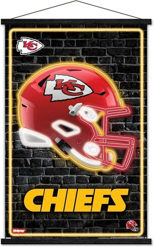 Trends International NFL Kansas City Chiefs - Neon Helmet 23 Wall Poster, 14.725" x 22.375", Barnwood Framed Version in Saudi Arabia
