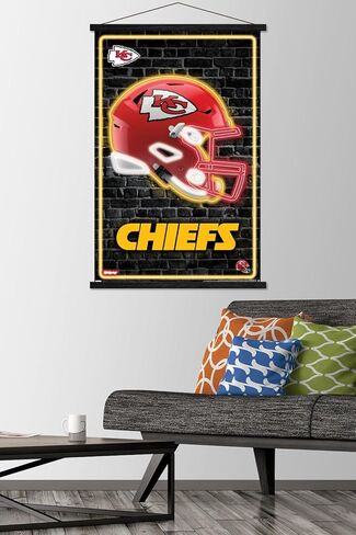 Trends International NFL Kansas City Chiefs - Neon Helmet 23 Wall Poster, 14.725" x 22.375", Barnwood Framed Version in Saudi Arabia