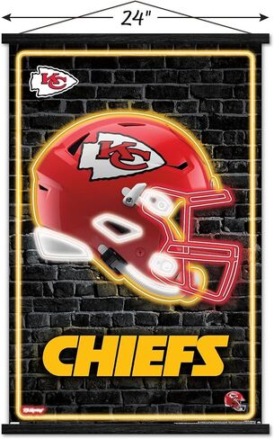 Trends International NFL Kansas City Chiefs - Neon Helmet 23 Wall Poster, 14.725" x 22.375", Barnwood Framed Version in Saudi Arabia