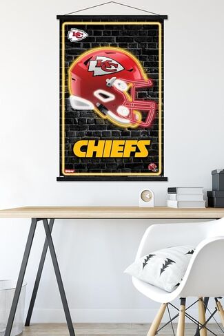 Trends International NFL Kansas City Chiefs - Neon Helmet 23 Wall Poster, 14.725" x 22.375", Barnwood Framed Version in Saudi Arabia