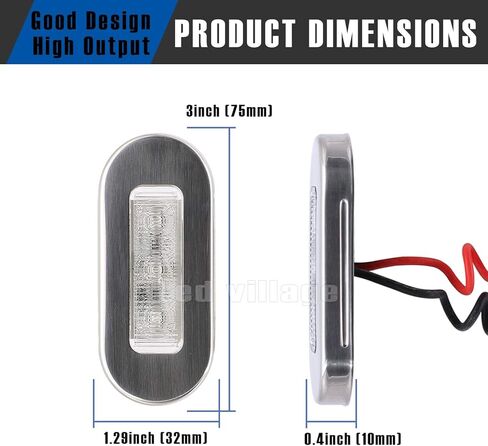 [عبوة من 10] Ledvillage 3 بوصة عدسة شفافة خضراء LED بيضاوية بحرية ضوء مجاملة لشاحنة الالتقاط والعبّارة واليخت والقوارب العائمة 12 فولت تيار مستمر مع الكروم المقاوم للأشعة فوق البنفسجية 12 in Kuwait