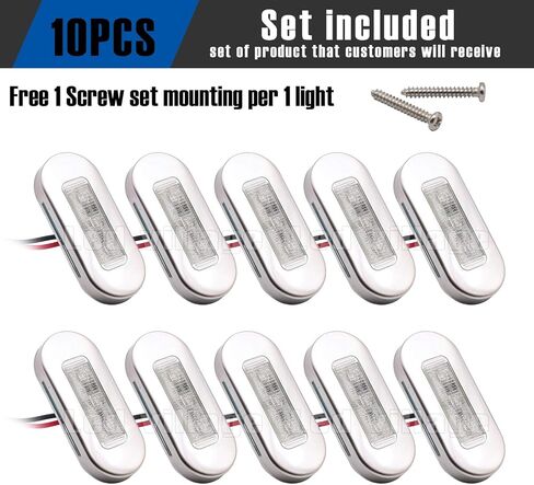 [عبوة من 10] Ledvillage 3 بوصة عدسة شفافة خضراء LED بيضاوية بحرية ضوء مجاملة لشاحنة الالتقاط والعبّارة واليخت والقوارب العائمة 12 فولت تيار مستمر مع الكروم المقاوم للأشعة فوق البنفسجية 12 in Kuwait