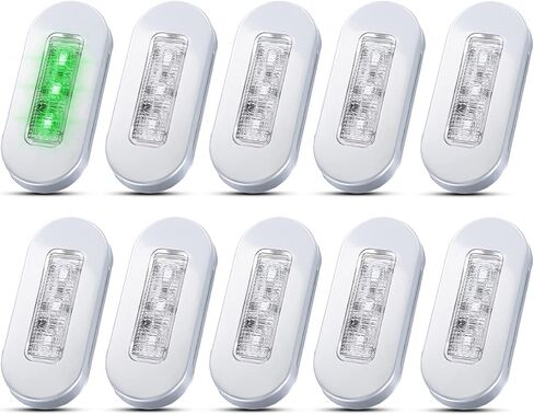 [عبوة من 10] Ledvillage 3 بوصة عدسة شفافة خضراء LED بيضاوية بحرية ضوء مجاملة لشاحنة الالتقاط والعبّارة واليخت والقوارب العائمة 12 فولت تيار مستمر مع الكروم المقاوم للأشعة فوق البنفسجية 12 in Kuwait