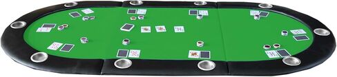 10 Players Tri-Fold Green Casino Game Texas Holdem Blackjack Mat Folding Poker Table Top Layout in Saudi Arabia
