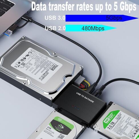 EYOOLD USB 3.0 إلى SATA IDE محول قارئ القرص الصلب الخارجي كابل محول لمحرك الأقراص الصلبة العالمي 2.5/3.5 HDD/SSD القرص الصلب محرك الأقراص الضوئية in Saudi Arabia