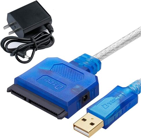 DTech Slim USB to Hard Drive Cable HDD SSD 3.5 2.5 Inch 22 pin SATA to USB 2.0 Adapter with Power Supply LED Indicators External Converter for Laptop Desktop Computer SATAIII Disk Data Transfer in Saudi Arabia