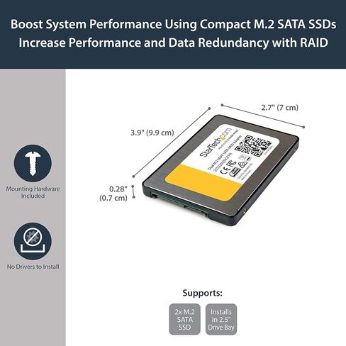 StarTech.com Dual M.2 SATA Adapter with RAID - 2x M.2 SSDs to 2.5in SATA (6Gbps) RAID Adapter Converter with TRIM Support (25S22M2NGFFR) Black/Silver in Saudi Arabia