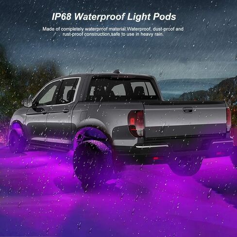 RGB LED أضواء الصخور، أضواء Underglow للشاحنات، 8 القرون 128 المصابيح النيون للماء RGB Underglow عدة مع التطبيق وRF مزدوج التحكم عن بعد وضع الموسيقى لشاحنة الطرق الوعرة دراجة نارية UTV ATV SUV in Kuwait