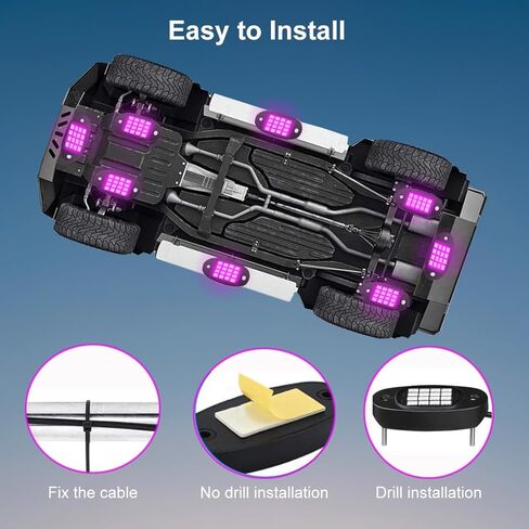 RGB LED أضواء الصخور، أضواء Underglow للشاحنات، 8 القرون 128 المصابيح النيون للماء RGB Underglow عدة مع التطبيق وRF مزدوج التحكم عن بعد وضع الموسيقى لشاحنة الطرق الوعرة دراجة نارية UTV ATV SUV in Kuwait