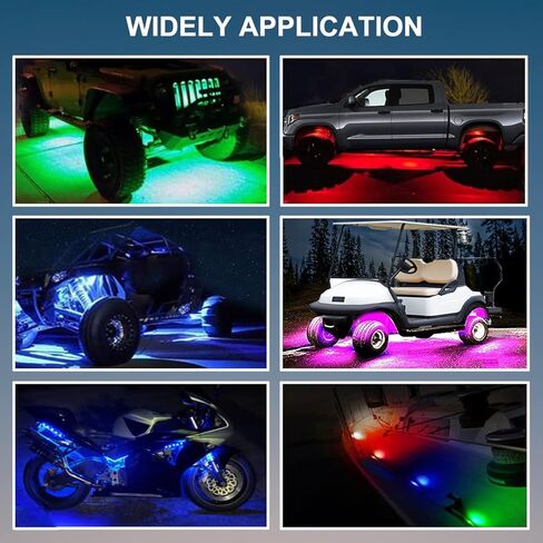 RGB LED أضواء الصخور، أضواء Underglow للشاحنات، 8 القرون 128 المصابيح النيون للماء RGB Underglow عدة مع التطبيق وRF مزدوج التحكم عن بعد وضع الموسيقى لشاحنة الطرق الوعرة دراجة نارية UTV ATV SUV in Kuwait