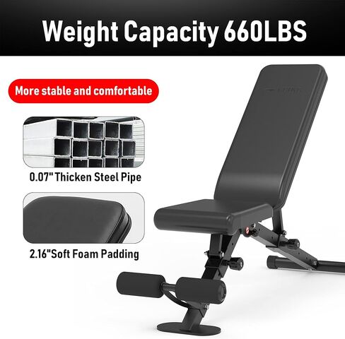 leikefitness Adjustable Weight Bench Foldable Workout Exercise Bench with Automatic Lock for Upright Incline Decline and Flat Full Body Exercise in Kuwait