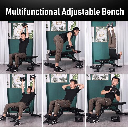 leikefitness Adjustable Weight Bench Foldable Workout Exercise Bench with Automatic Lock for Upright Incline Decline and Flat Full Body Exercise in Kuwait