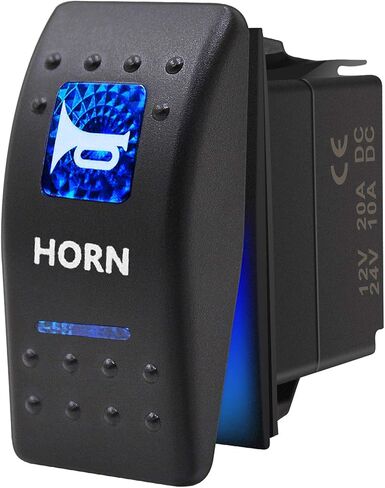Momentary Horn Button Waterproof Rocker Switch Toggle - ON/OFF Blue LED Light - 12V 20Amp 24V 10Amp, 5 Pin For Automotive Cars Vehicles Marine Boats Trucks Trailers 4x4 Caravans RVs SUV ATV UTV & More in Saudi Arabia