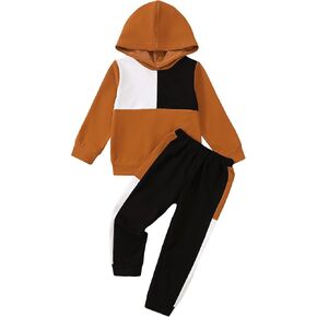 Toddler Boy Clothes Long Sleeve Color Block Hoodie Sweatshirt Pant Set Cute Fall Winter Little boy Outfits Clothes