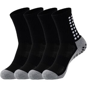 Men's Soccer Socks, 6 Pairs, Anti-Slip Athletic Socks with Grip Pads for Football Basketball Running Hiking Biking