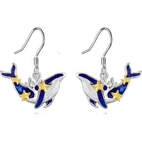 Ocean Animal Earrings Sterling Silver Seahorse/Dolphin/Whale Earrings Ocean Earrings Gifts for Women Mom